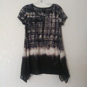 Simply Vera Vera Wang women's size XS black, white, blue , and green blouse